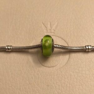 **RETIRED** Auth Pandora Lime Flowers Glass Bead